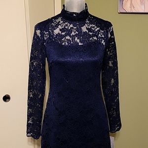 Hope & Harlow navy blue lace long sleeve dress